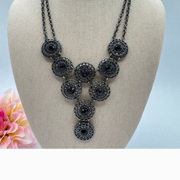 Premier Designs Black and Silver Tone Necklace Jewelry Womwns Adjustable - Picture 7 of 15
